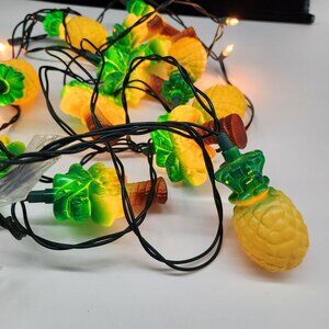 Pineapple Themed String Lights With 10 LED Bulbs Green & Yellow Plastic